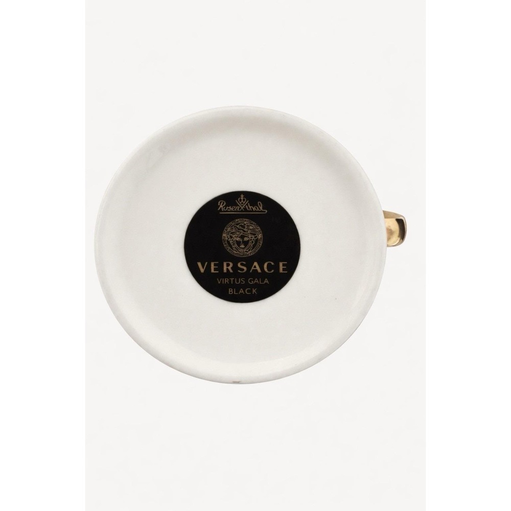 Versace Rosenthal Virtus Gala Black & Gold Mug Candle Porcelain w/Box Never Used - Picture 4 of 4